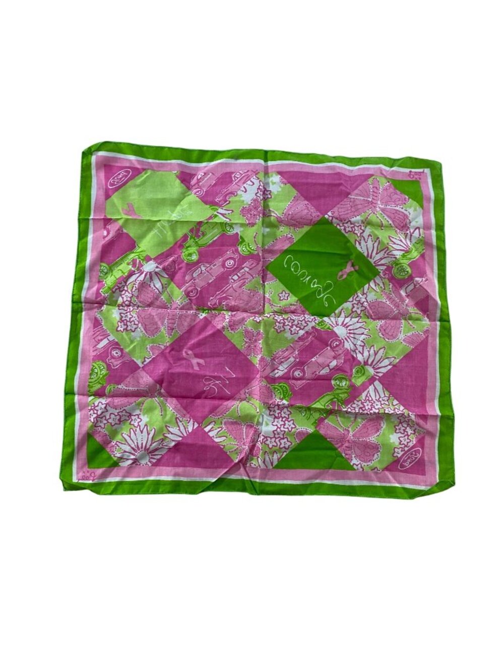 Lilly Pulitzer X Ford Life Hope Courage GGreen/Pink Cotton Scarf - OS